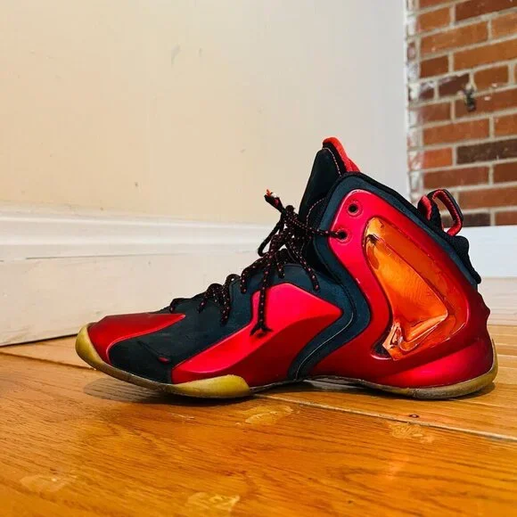2014 PreOwned Nike Lil Penny Posite University Red Black Men Shoes - Picture 9 of 16